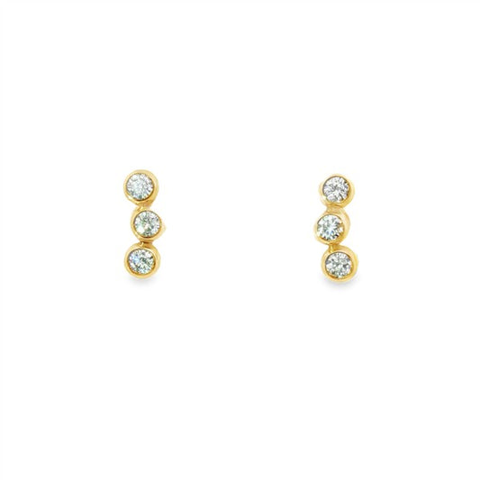 14K Diamond Bezel Mini Climber Earrings