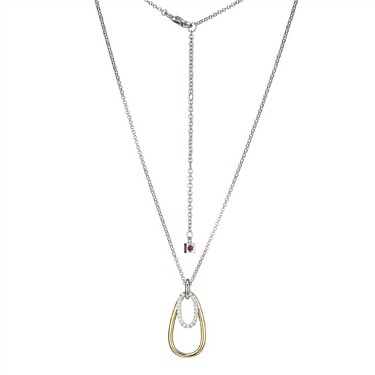 Two Tone "Circadia" CZ Drop Pendant Necklace