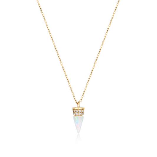 14K Opal & Lab Grown Diamond Drop Necklace