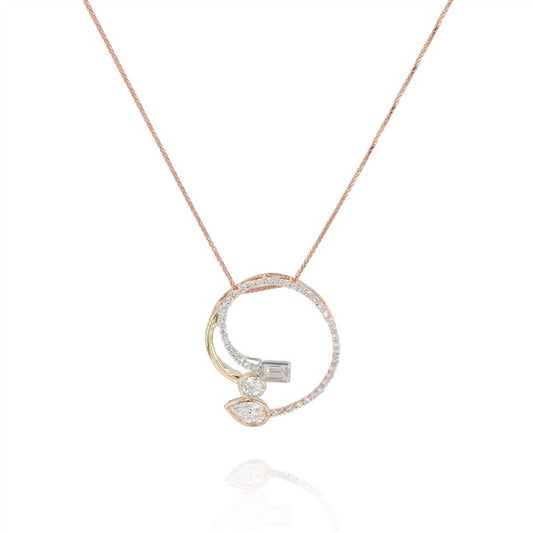 14K Bezel-Set Multi-Shape Diamond Swirl Slider Pendant