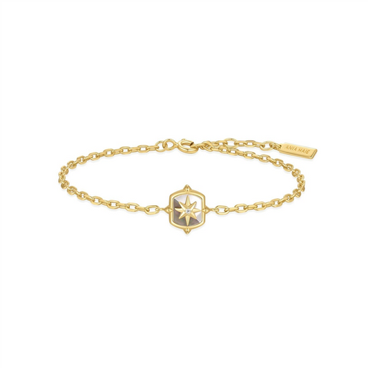 14K Gold Plated Color-Block Mother of Pearl Star Bracelet