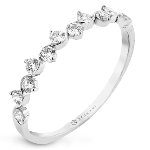 14 Karat White Gold Diamonds Vine & Prong-Set Wedding Band