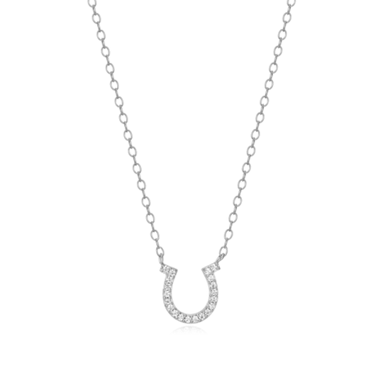 Sterling Silver Lab Grown Diamond Horseshoe Necklace