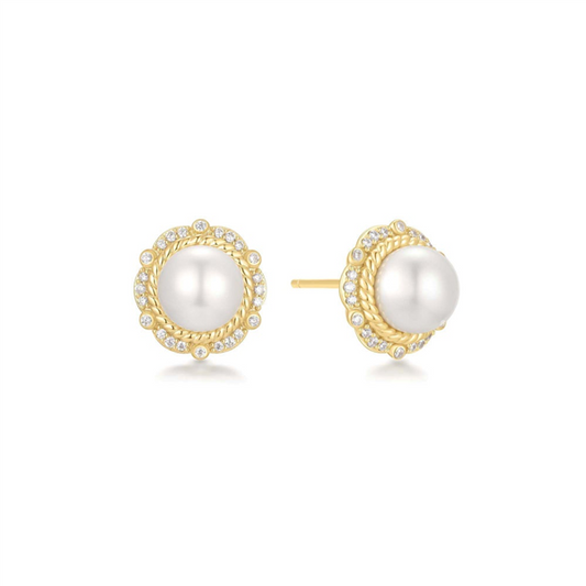 Sterling Silver 14K Gold Plated Stud Earrings