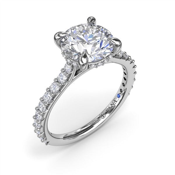 14K Diamond Hidden Halo Semi-Mount Engagement Ring