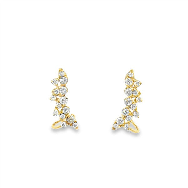 14K Diamond Cluster Climber Earring