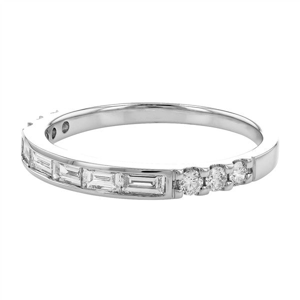 14 Karat White Gold Diamond Channel and Prong Wedding Band