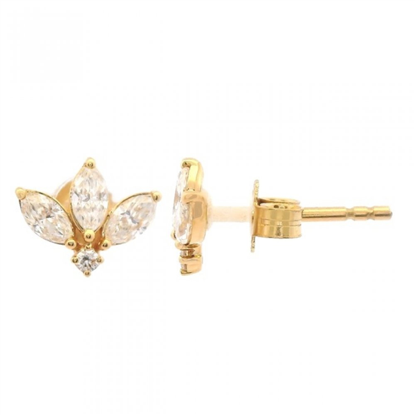 14K Diamond Marquise Trio Stud Earrings