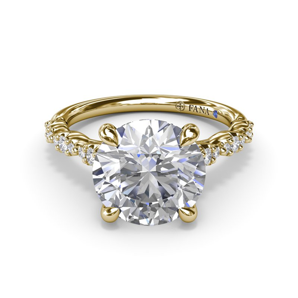 14K Petite Pave Scallop Diamond Semi-Mount Engagement Ring
