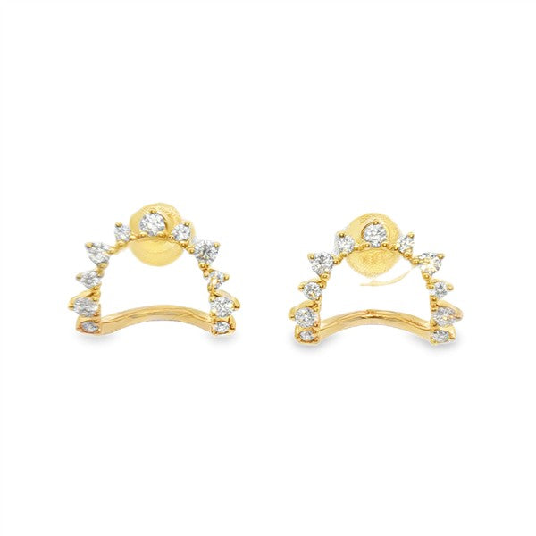 14 Karat Yellow 0.34ctw Diamonds Mini Cuff Stud Earrings