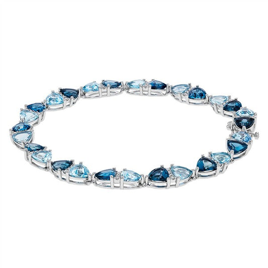14K Trillian London Blue Topaz & Swiss Blue Topaz Pattern Bracelet