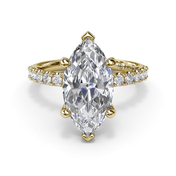 14 Karat Yellow Gold Diamond Classic Pave Semi-Mount Engagement Ring