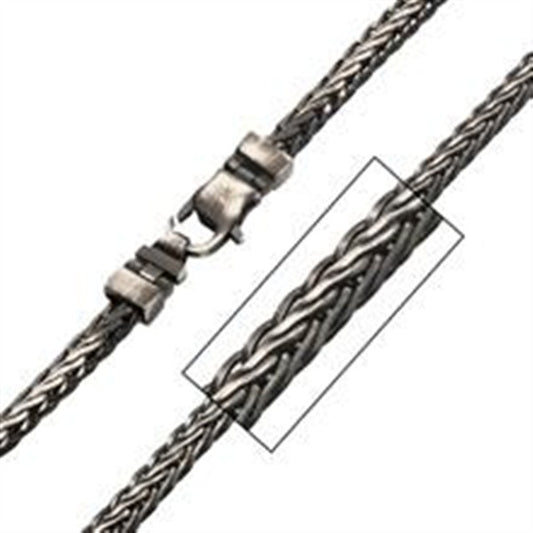 Antiqued Black Double Diamond Cut Spiga Chain Necklace