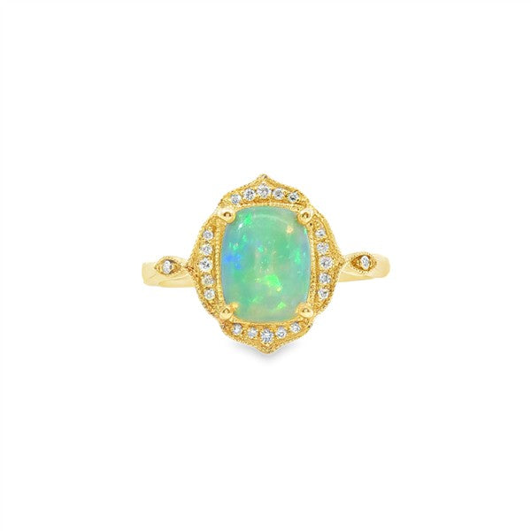 14K Vintage Inspired Ethiopian Opal Fashion Ring