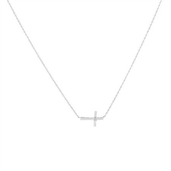 14K Sideways Cross Diamond Necklace