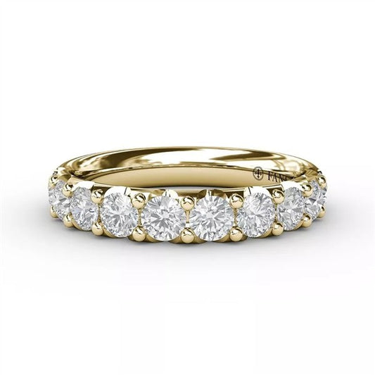 14 Karat Yellow Gold Diamond Shared Prong Wedding Band