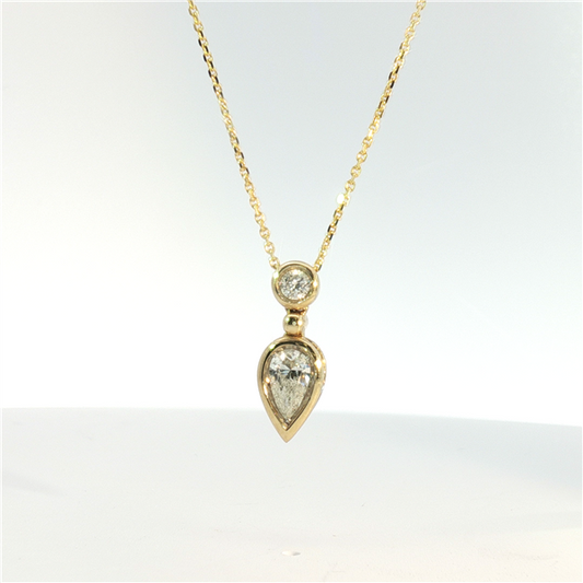 14 Karat Yellow Gold Diamond Bezel Slider Pendant