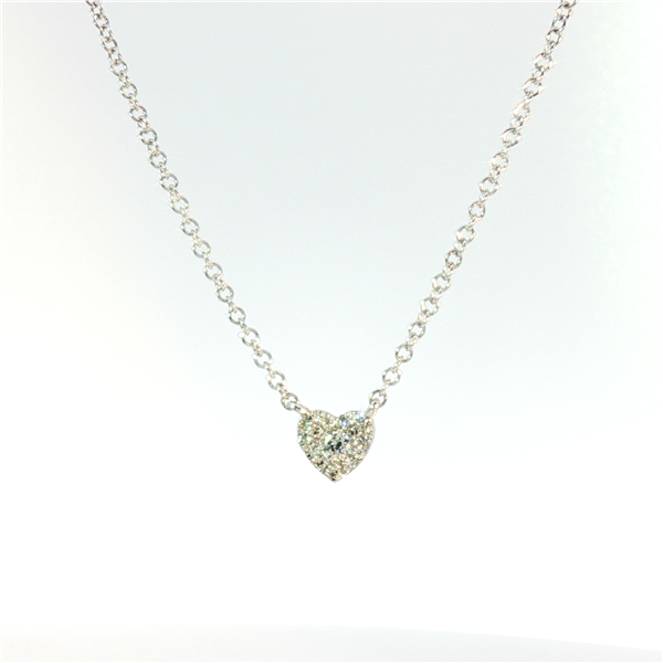 14 Karat White Diamonds Pave Heart Necklace
