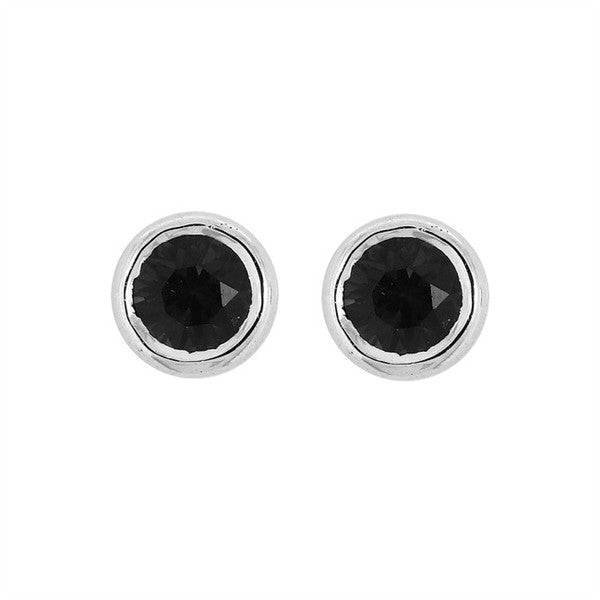 14K 3.5mm Black Agate Bezel Stud Earrings