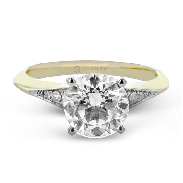 14K Four-Prong Tapered Knife Edge Diamond Semi-Mount Engagement Ring