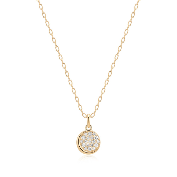 14K Crescent Pave Lab Grown Diamond Necklace
