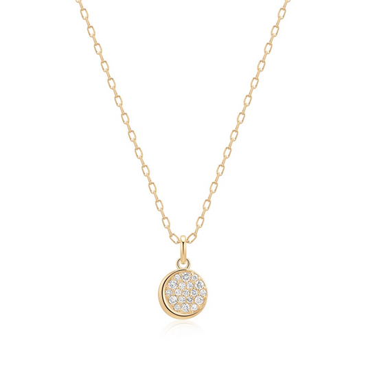 14K Crescent Pave Lab Grown Diamond Necklace
