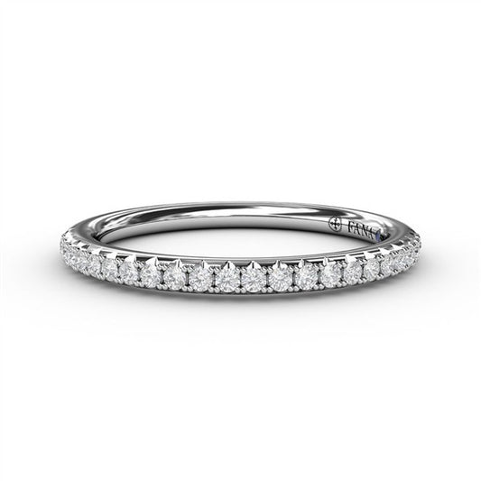 14 Karat White Gold Diamond Thin Prong-Set Wedding Band