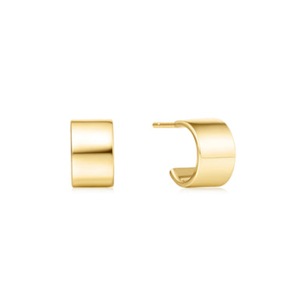 14K Gold Plated Flat Huggie Hoop Earrings