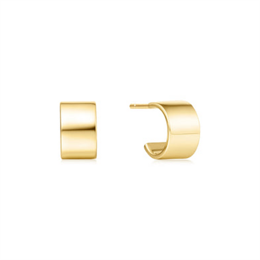 14K Gold Plated Flat Huggie Hoop Earrings