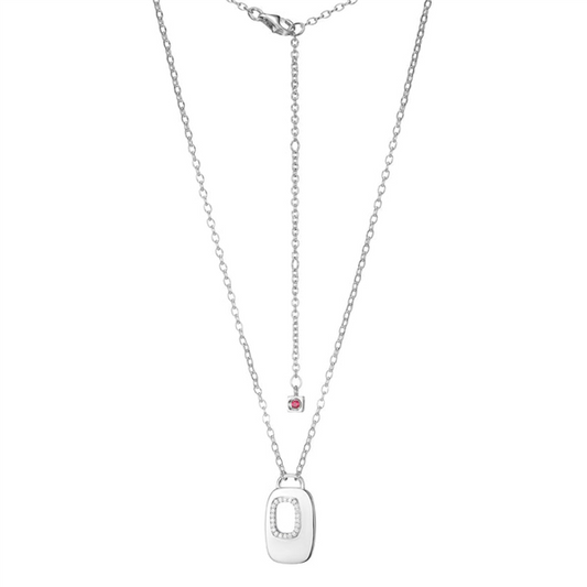 Sterling Silver Rectangular "Lookout" CZ Drop Necklace