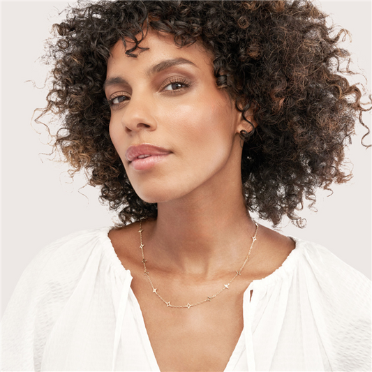 14 Karat Yellow Gold Star Station Chain