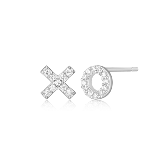 Sterling Silver XO Lab Grown Diamond Stud Earrings