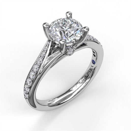 14 Karat White Gold Diamond Split Shank Semi-Mount Engagement Ring