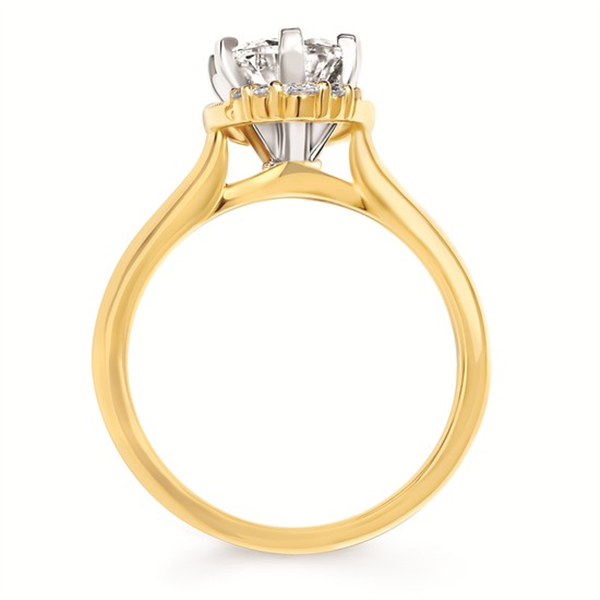 14 Karat Yellow Gold Diamonds Half Halo Semi-Mount Engagement Ring