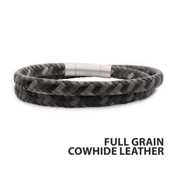 Grey Cowhide Leather Bracelet