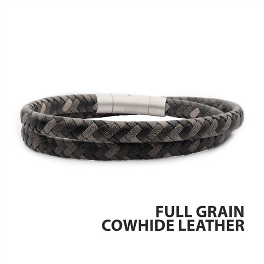 Grey Cowhide Leather Bracelet