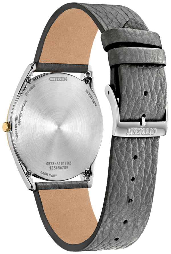 Citizen Gray Leather & Stainless Steel Watch