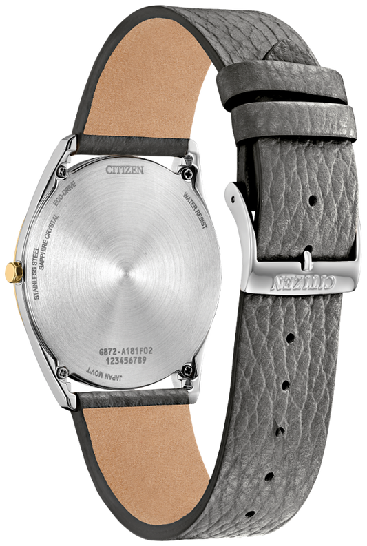Citizen Gray Leather & Stainless Steel Watch
