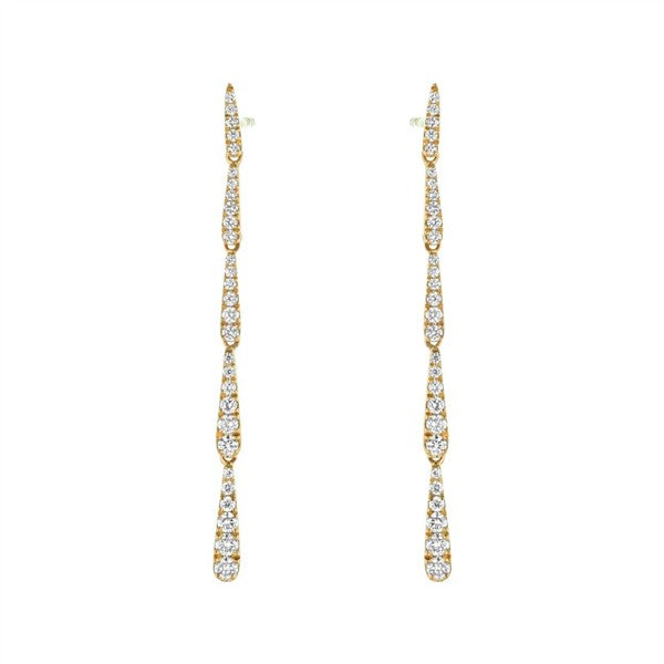 14K Graduated Diamond Dangle Earrings