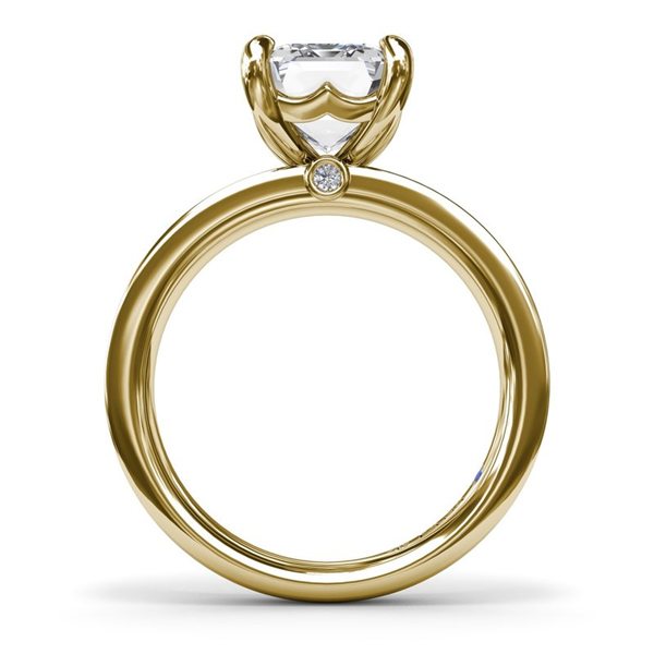 14K Wide Band Emerald-Cut Diamond Semi-Mount Engagement Rin