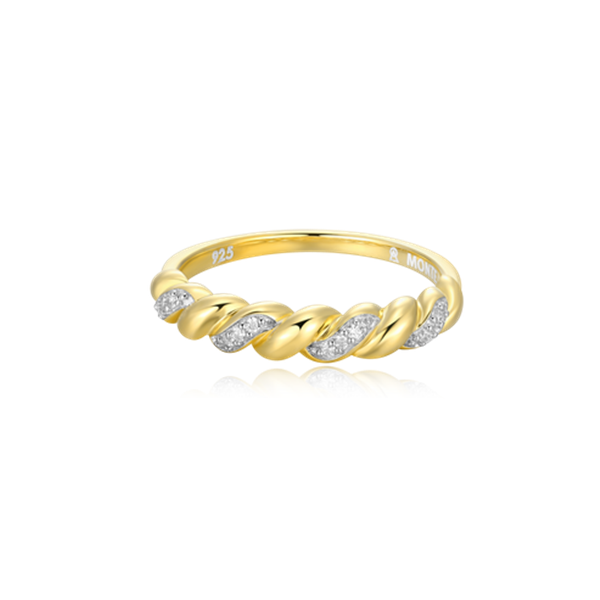 14K Gold Plated Twist Lab Grown Diamond Stackable Ring