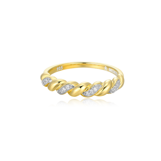 14K Gold Plated Twist Lab Grown Diamond Stackable Ring