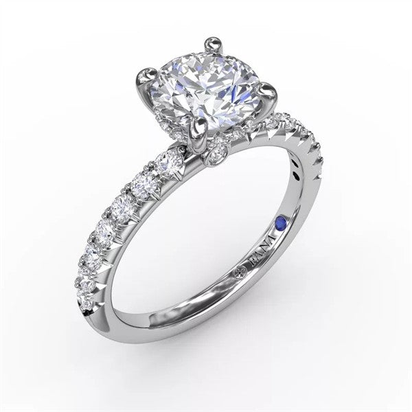 14 Karat White Gold Hidden Halo Semi-Mount Engagement Ring