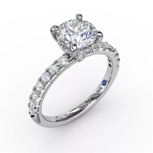14 Karat White Gold Hidden Halo Semi-Mount Engagement Ring