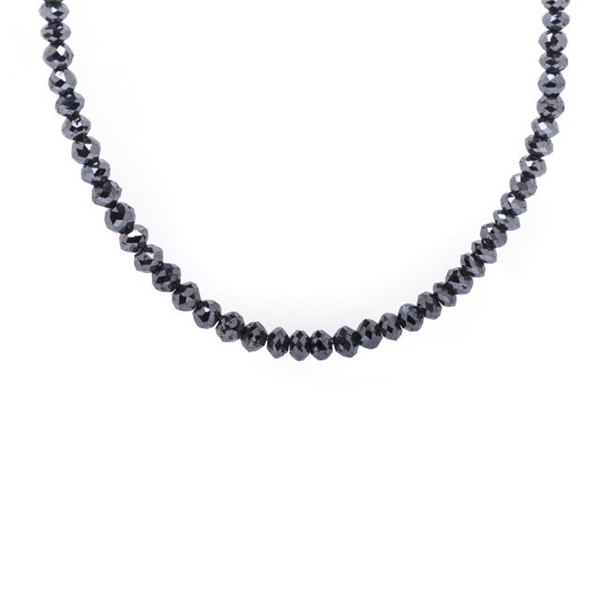 14K Faceted Black Diamond Beaded Necklace