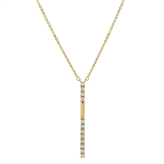 14K Vertical Diamond Bar Stationary Y Necklace