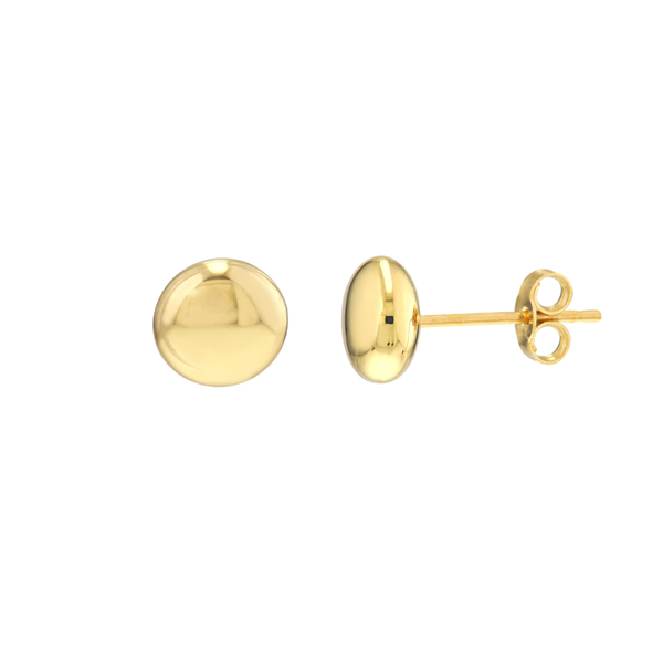 14 Karat Yellow Gold Flat Pebble Stud Earrings