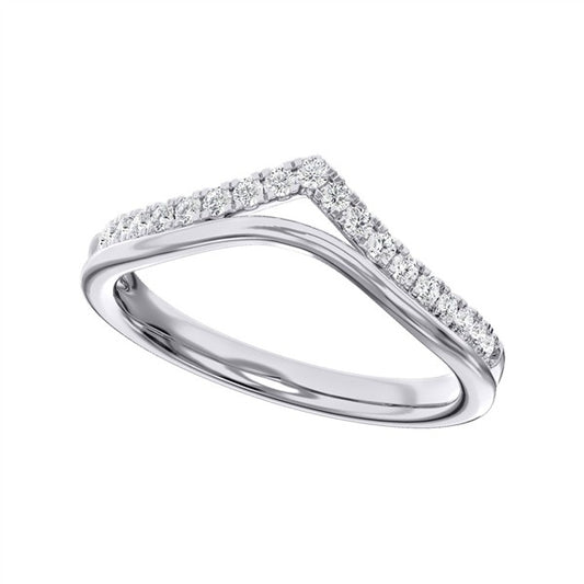 14K Chevron Contour Diamond Wedding Band
