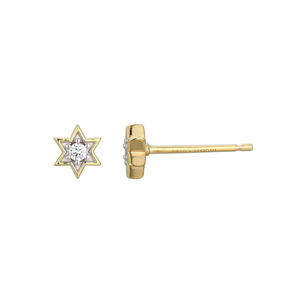 Gold Plated Lab Grown Diamond Star Stud Earrings