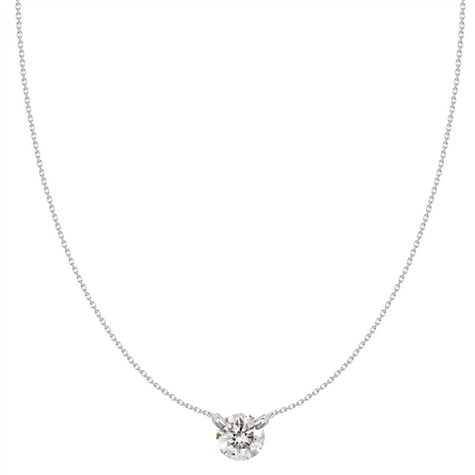 18 Karat White Diamond Solitaire Necklace